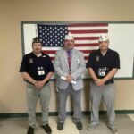 2023 Boys State councilors Dean Erck and Scott Diange with Dept. Commander Dave Riley Sr.